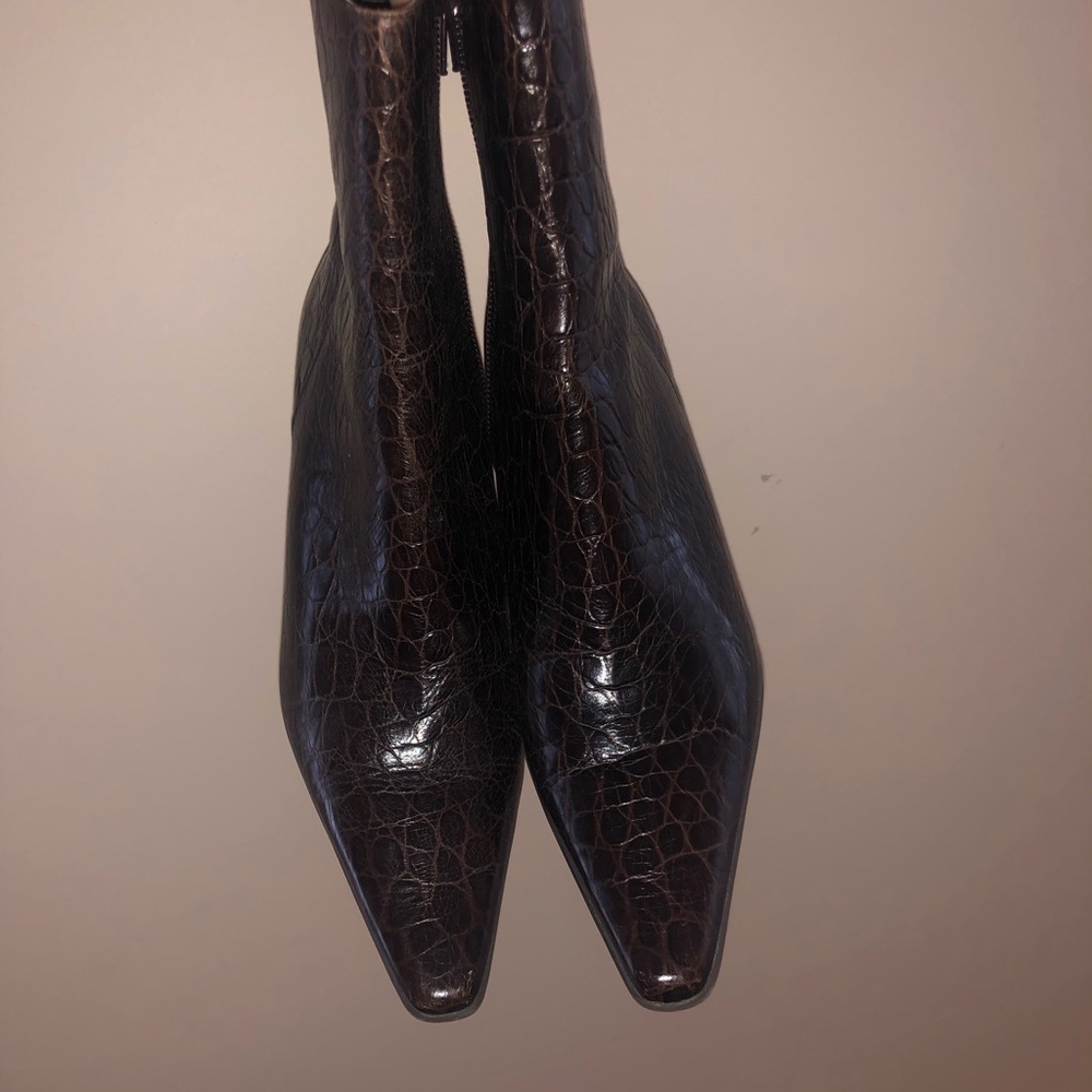 Ralph Lauren brown snakeskin booties